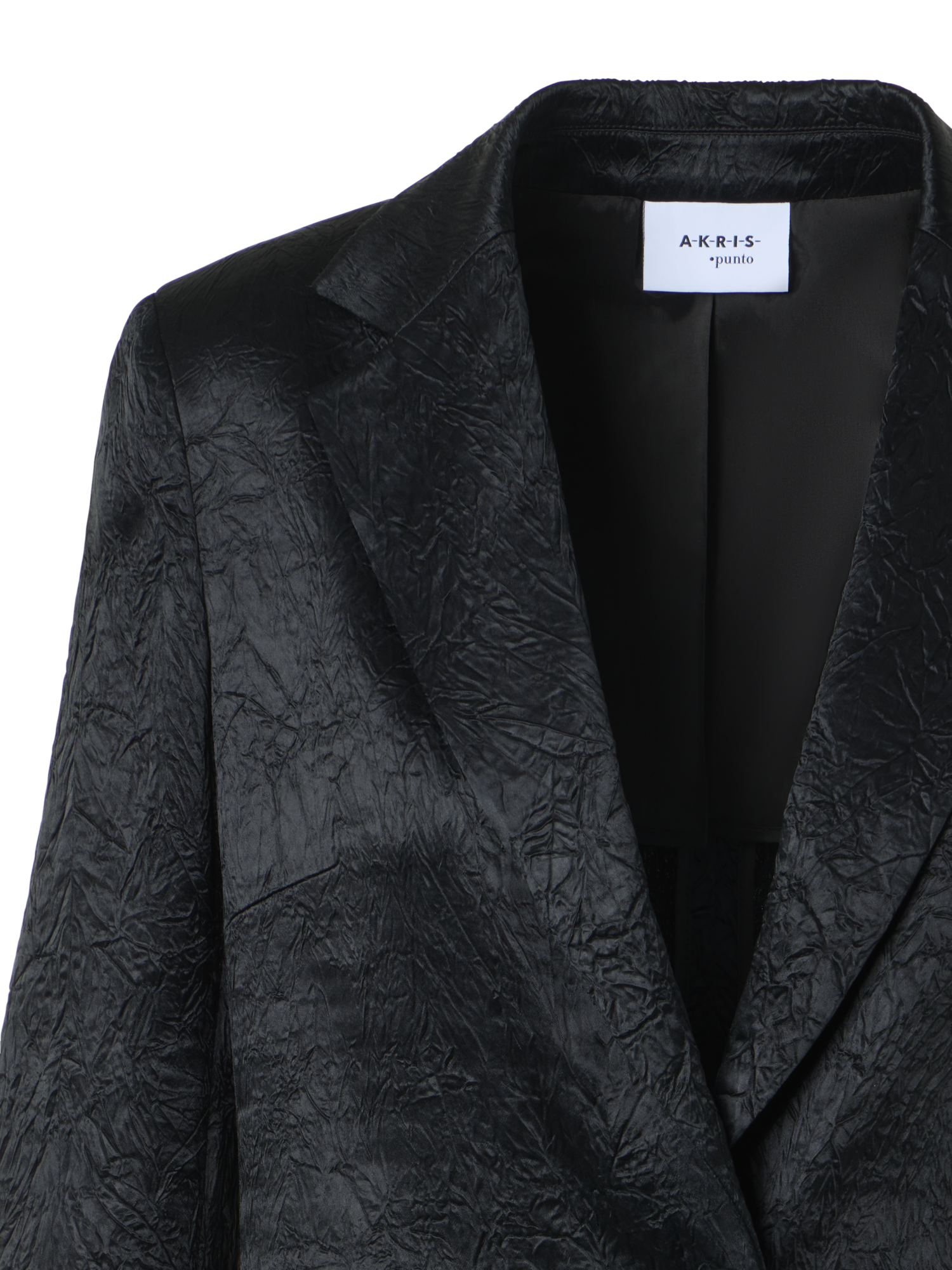 Designer Boyfriend-Jacke aus Knitter-Satin - Schwarz