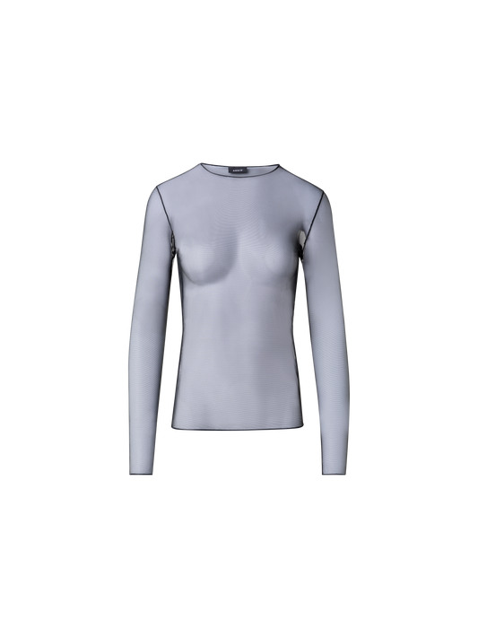 Designer Transparentes Shirt aus Tüll - Schwarz