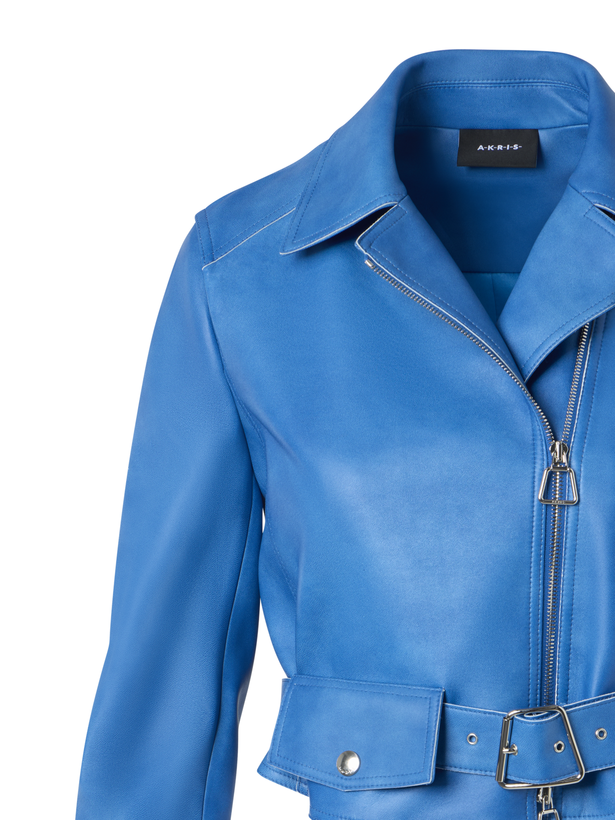 Designer Vintage Bikerjacke aus Lammnappa - Blau