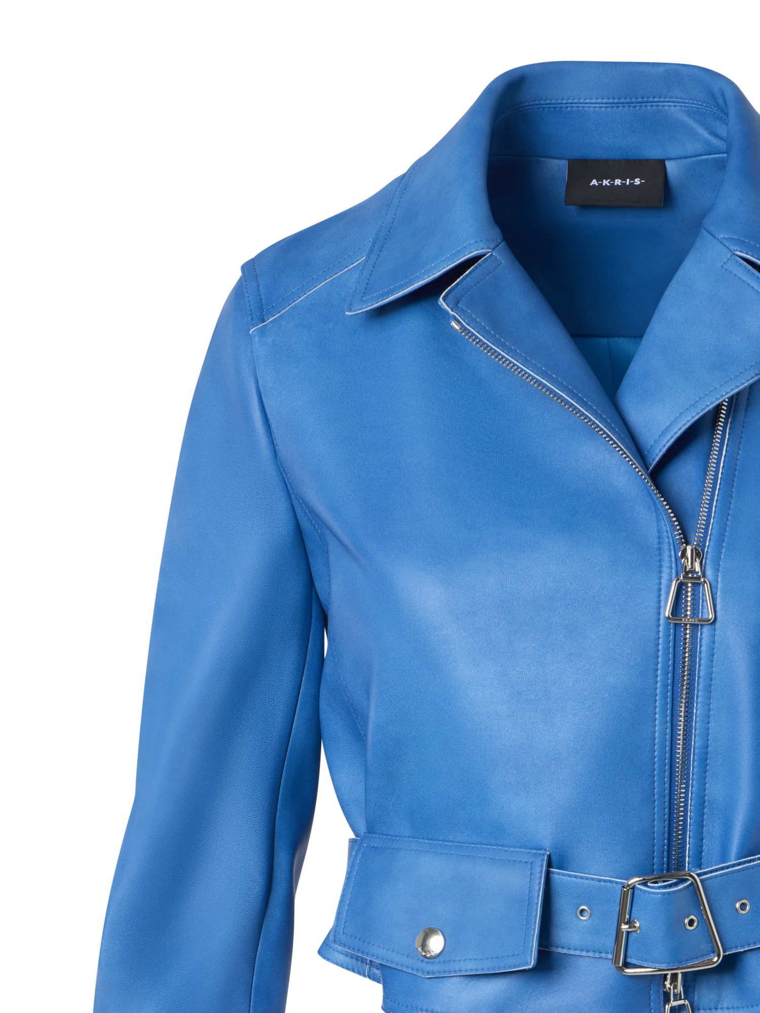 Designer Vintage Bikerjacke aus Lammnappa - Blau