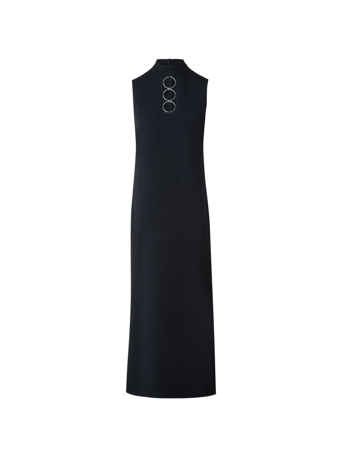 Designer Midi-Trikotin-Etuikleid mit Metallringen - Schwarz