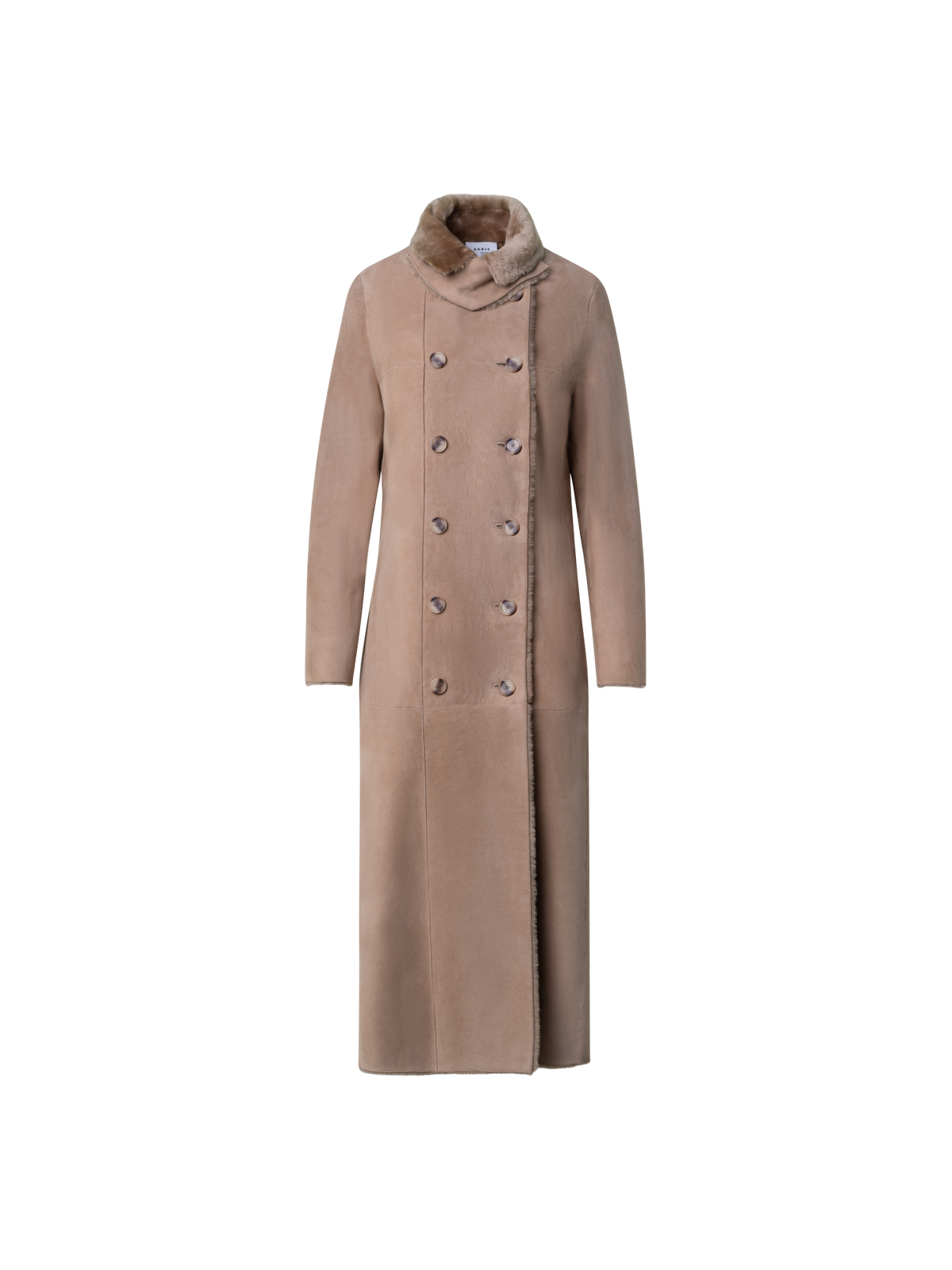 Designer Langer Shearling Ledermantel - Beige