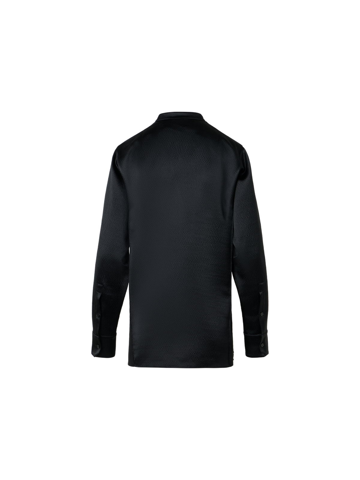 Designer Schlanke Tunika-Bluse aus gehämmertem Seiden-Wollsatin - Schwarz