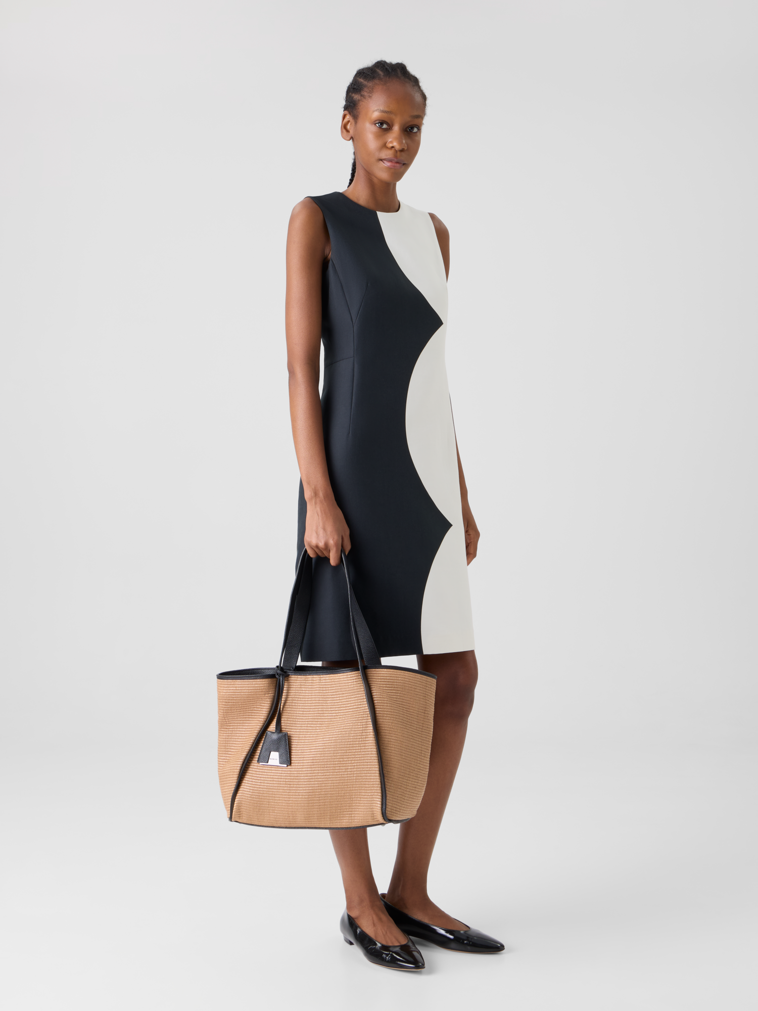 Designer Etuikleid mit Cloud-Druck - Bunt 