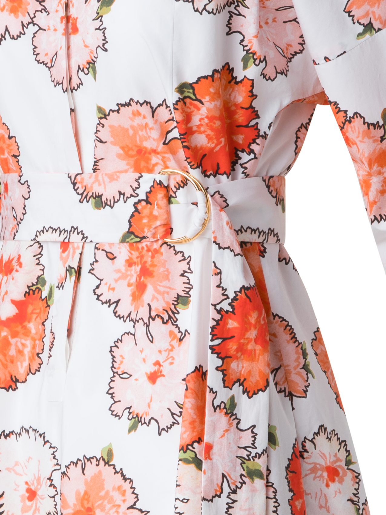 Designer Midi-Blusenkleid mit geblümtem Carnation Druck - Bunt - Orange