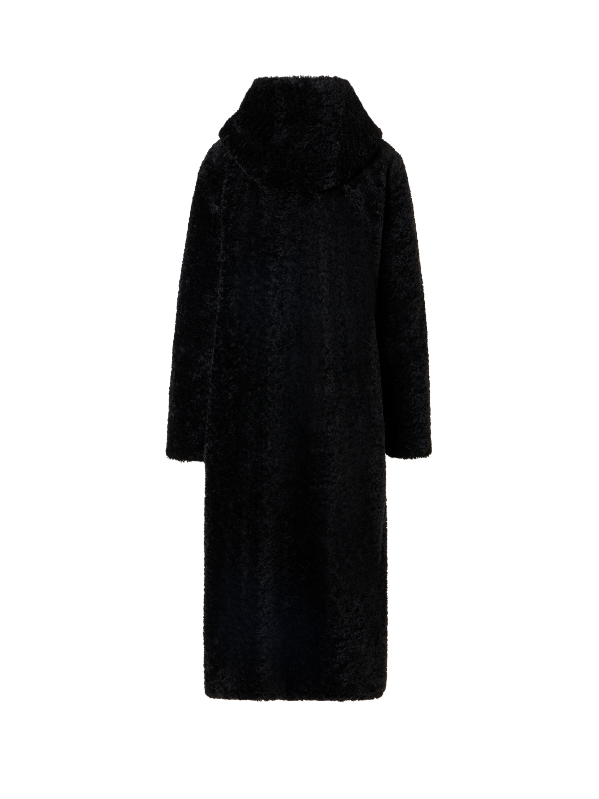 Designer Wendbarer Oversize-Webpelzmantel mit Kapuze - Schwarz