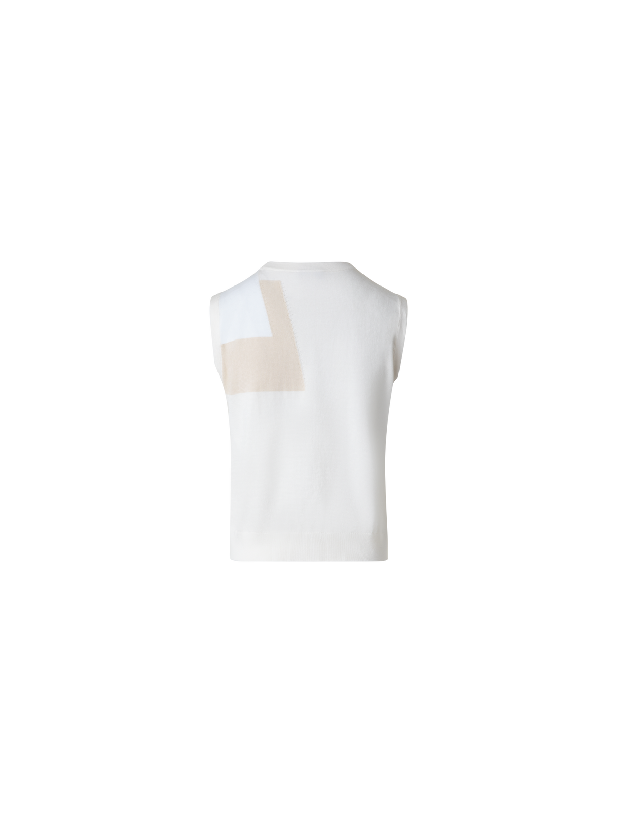 Designer Baumwoll-Strick-Top mit Trapez-Jacquard - Ecru - Weiss