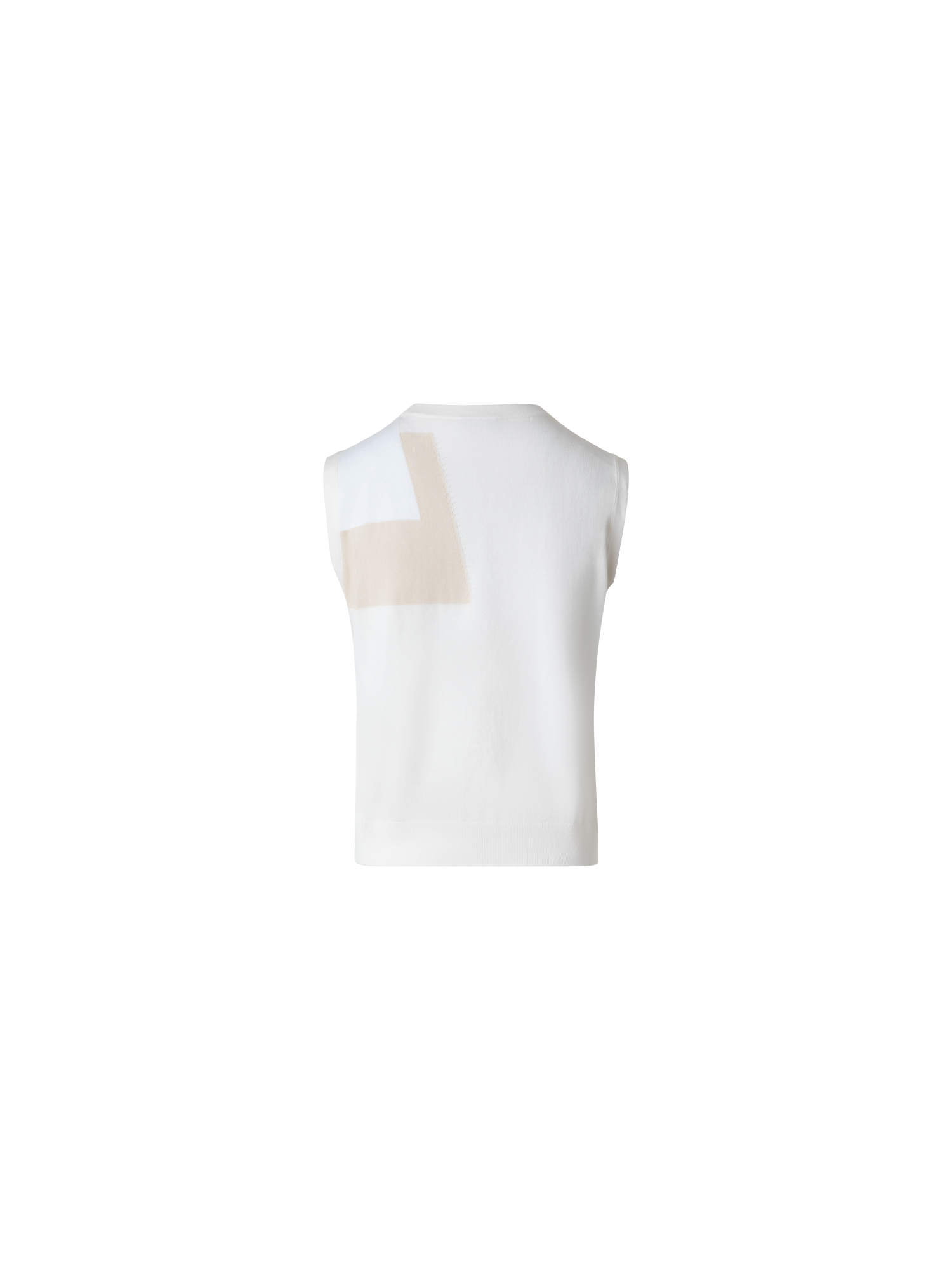 Designer Baumwoll-Strick-Top mit Trapez-Jacquard - Ecru - Weiss