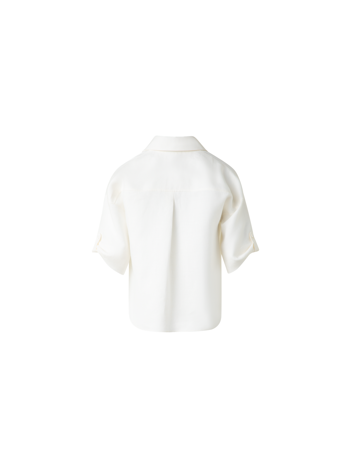 Designer Cropped-Bluse aus gewaschenem Leinen - Ecru - Weiss