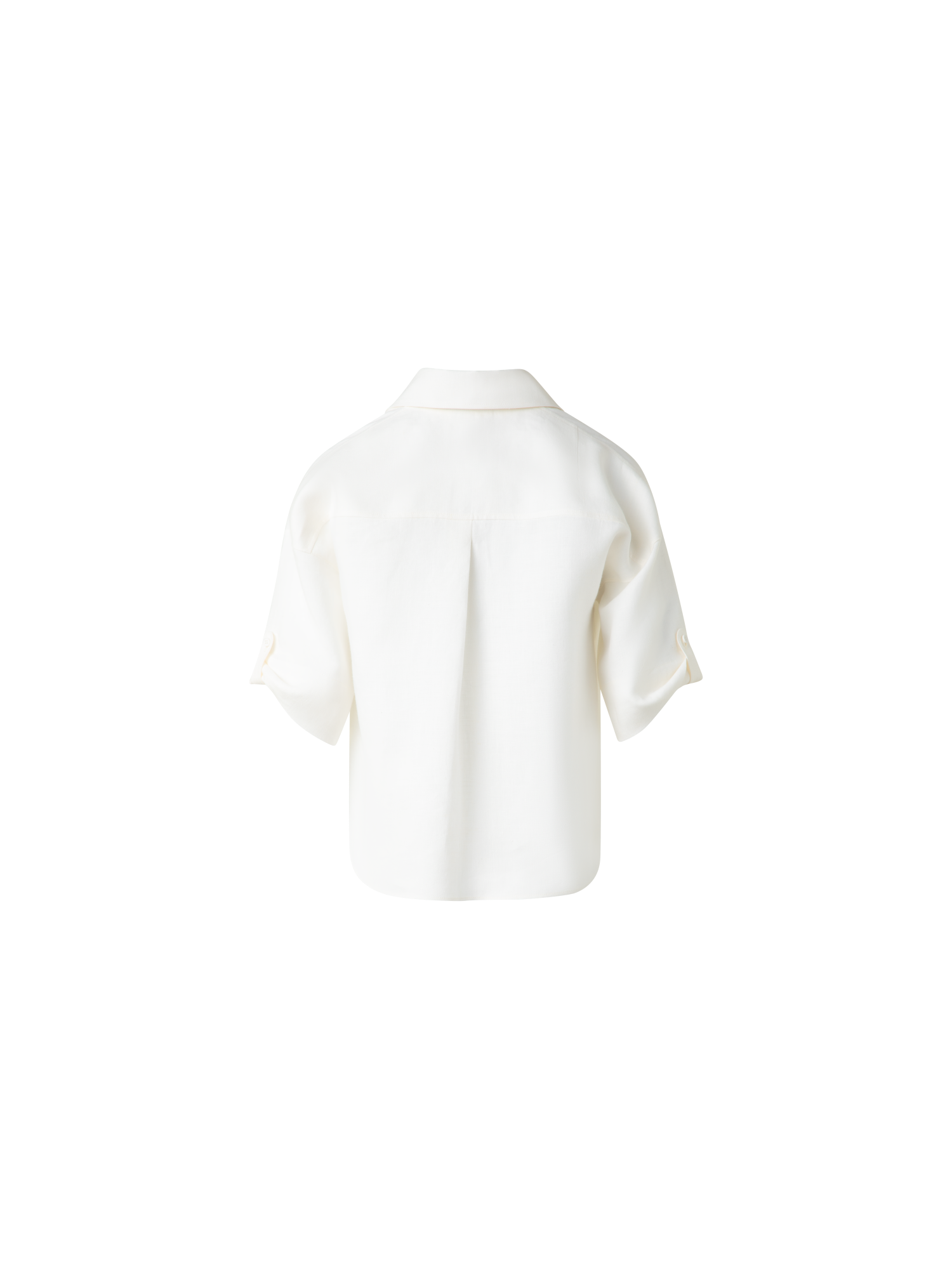 Designer Cropped-Bluse aus gewaschenem Leinen - Ecru - Weiss