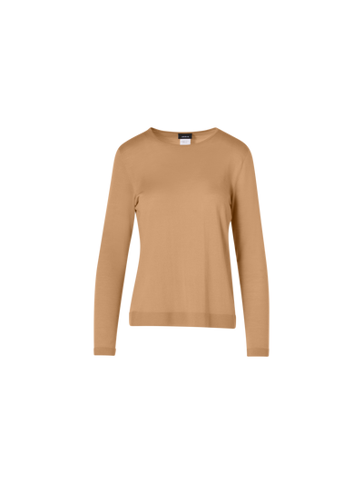 Designer Langärmeliger Strickpullover aus Kaschmir-Seide - Braun