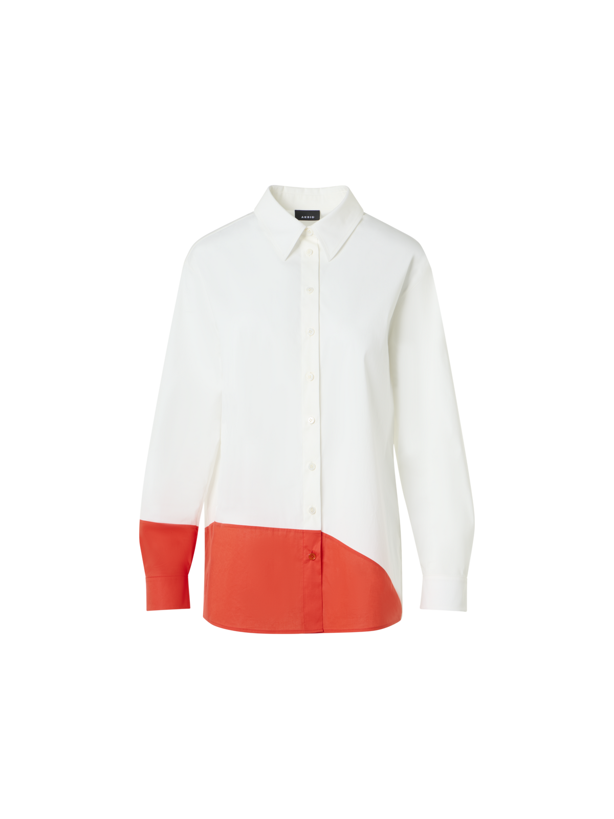 Designer Oversize-Baumwollbluse mit Polygon-Patchwork - Ecru