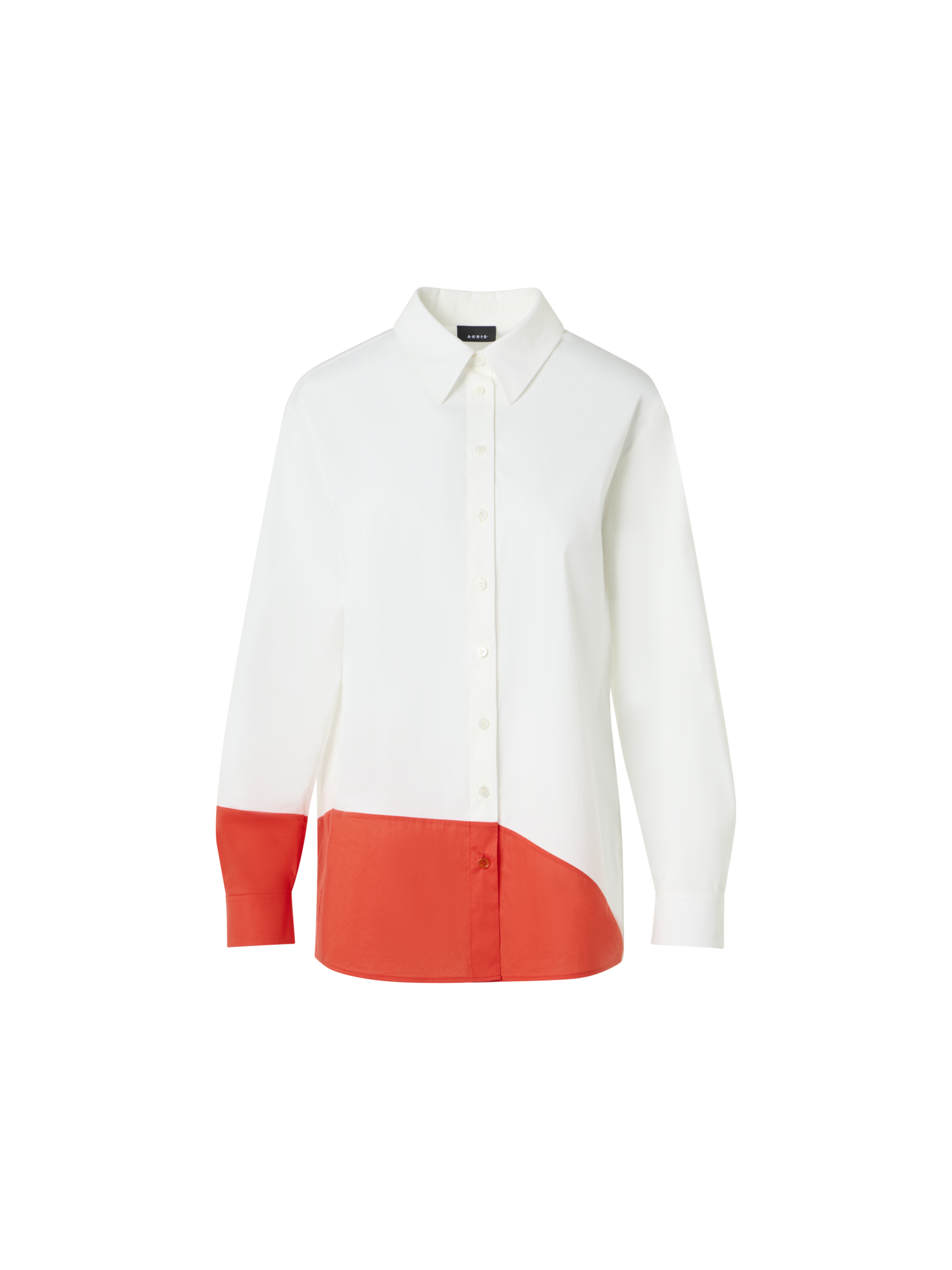 Designer Oversize-Baumwollbluse mit Polygon-Patchwork - Ecru