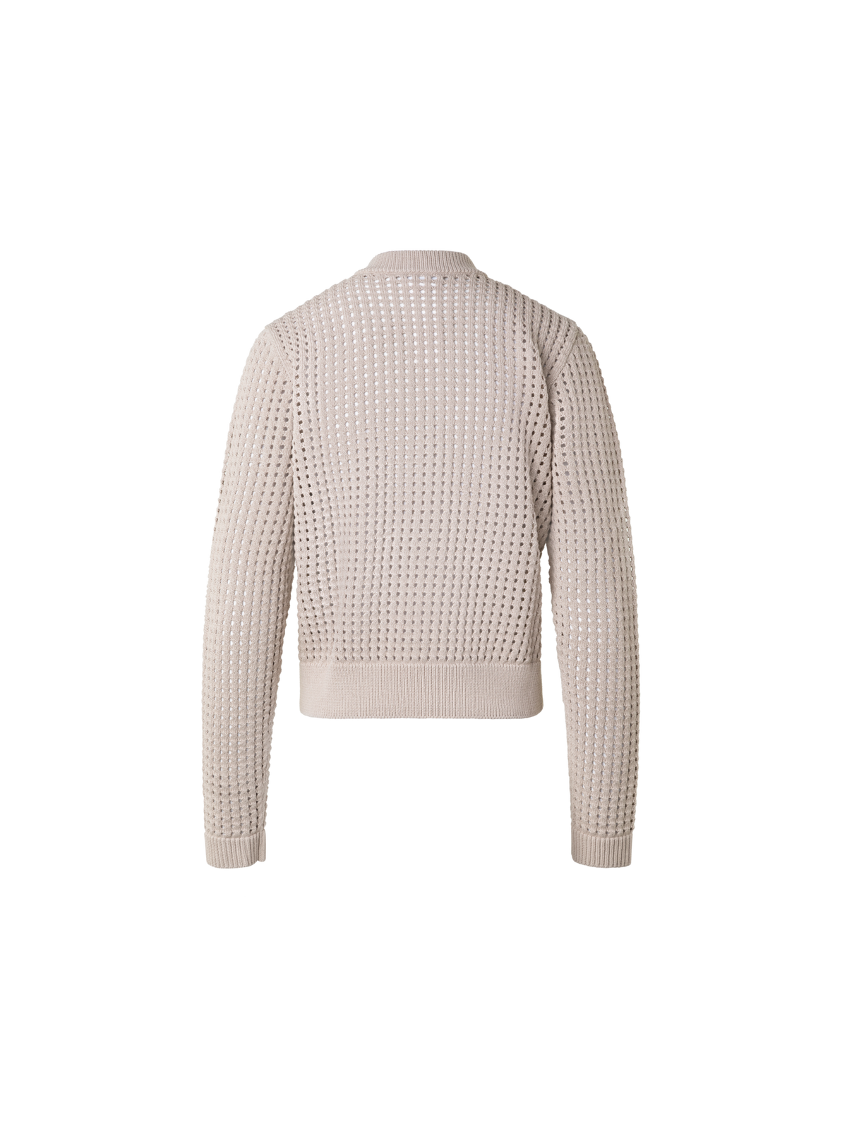 Designer Baumwoll-Mesh-Strickjacke im Bomber-Stil - Beige