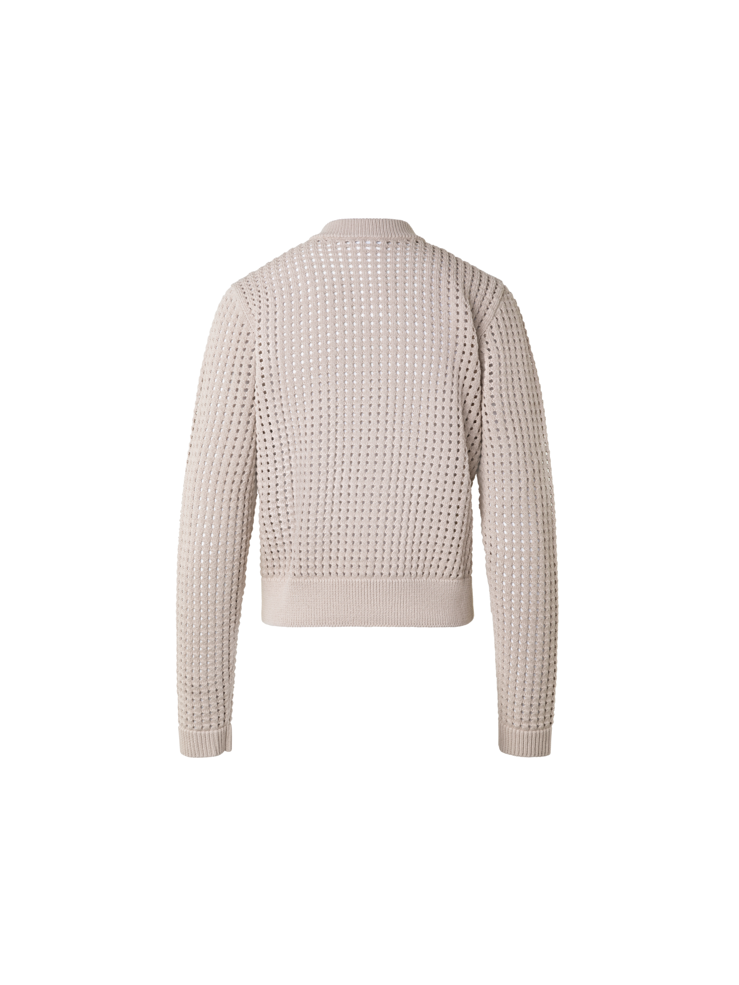 Designer Baumwoll-Mesh-Strickjacke im Bomber-Stil - Beige