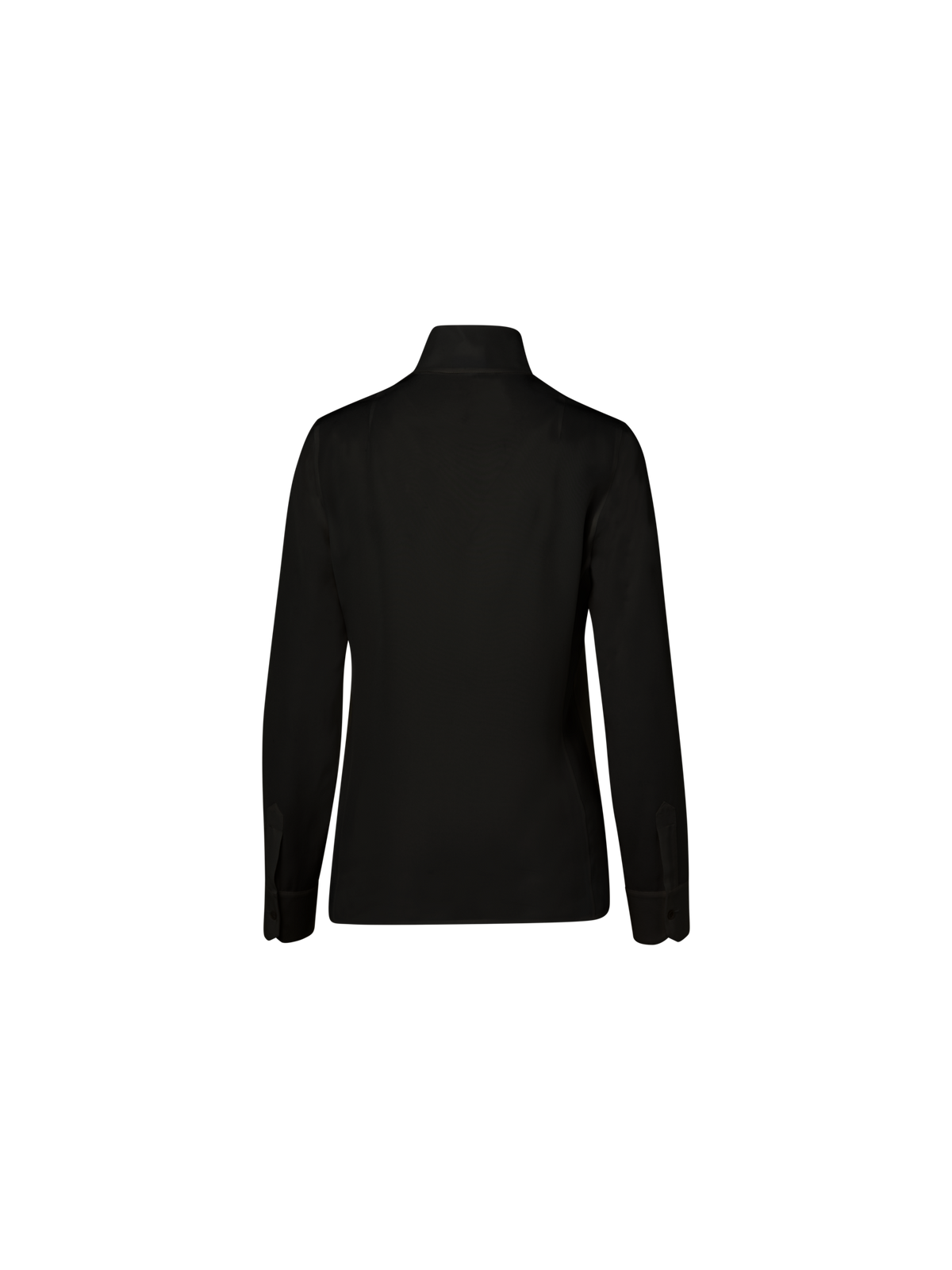 Designer Seidenbluse mit Stehkragen - Schwarz