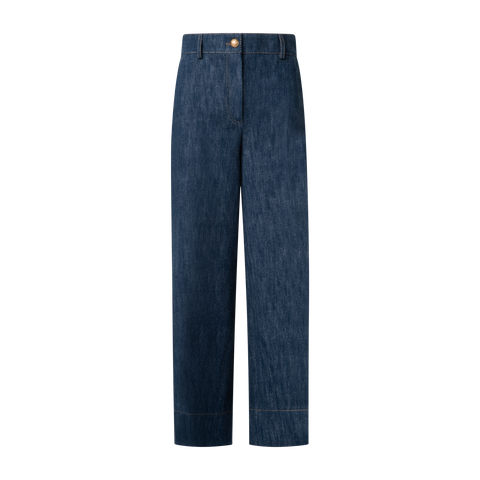 Weite Baumwoll-Denim-Hose mit verkürztem Bein