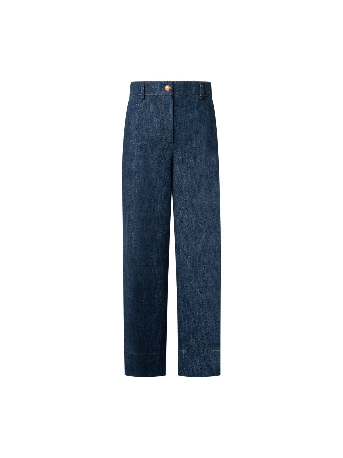 Designer Cropped Weite Hose aus Cool Baumwoll-Denim - Dunkelblau - Blau