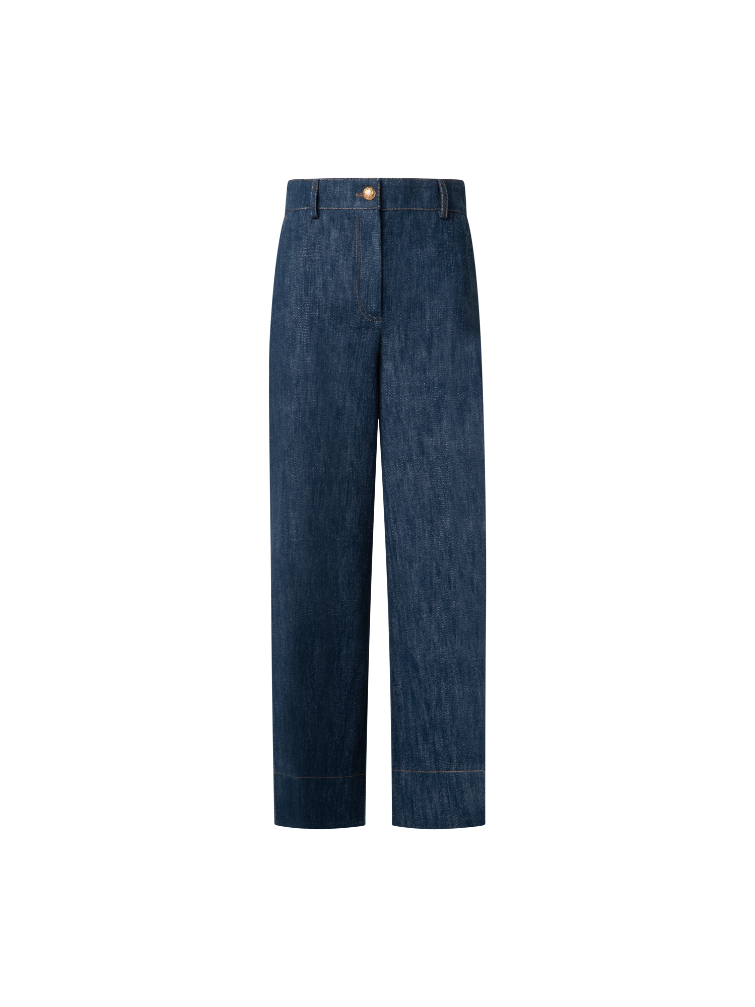 Designer Cropped Weite Hose aus Cool Baumwoll-Denim - Dunkelblau - Blau