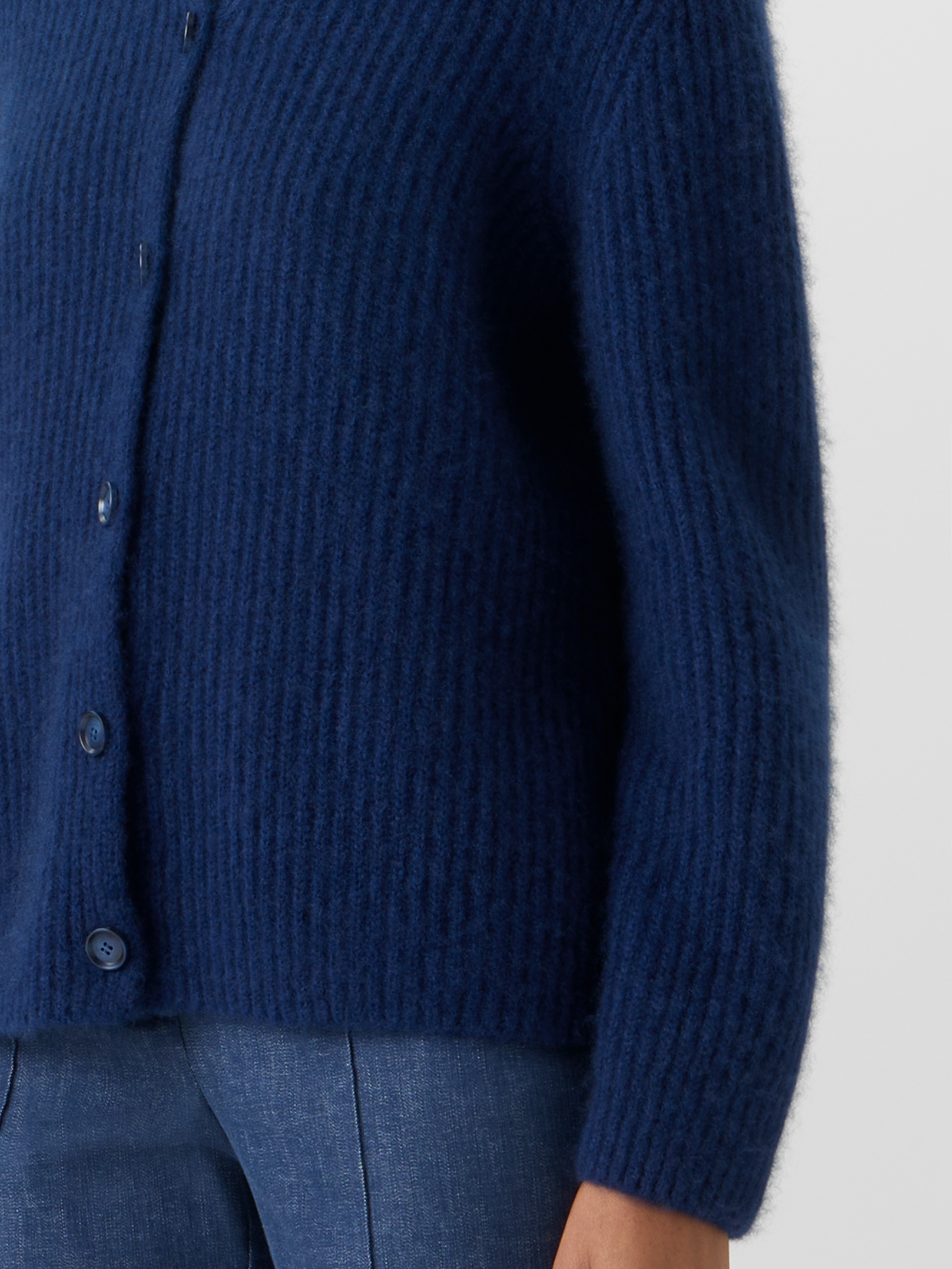 Designer Langärmelige Strickjacke aus Kaschmir-Seide - Blau #editorial