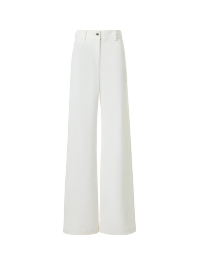 Designer Cooper Wide Leg Hose aus Stretch-Baumwolldenim - Weiss