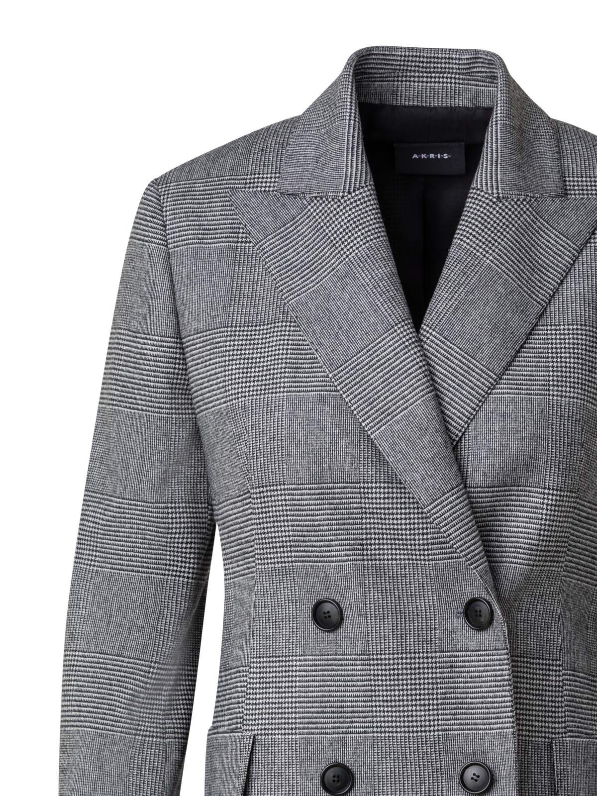 Designer Karierter Blazer aus Wolle und Kaschmir - Schwarz