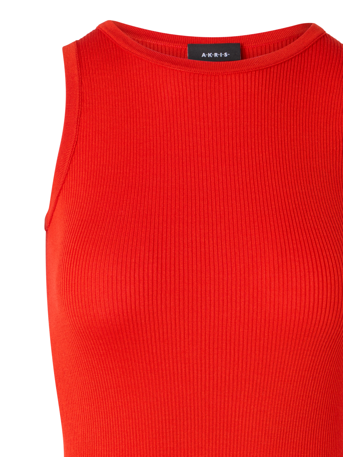 Designer Ärmelloses geripptes Seidenstrick-Top - Rot