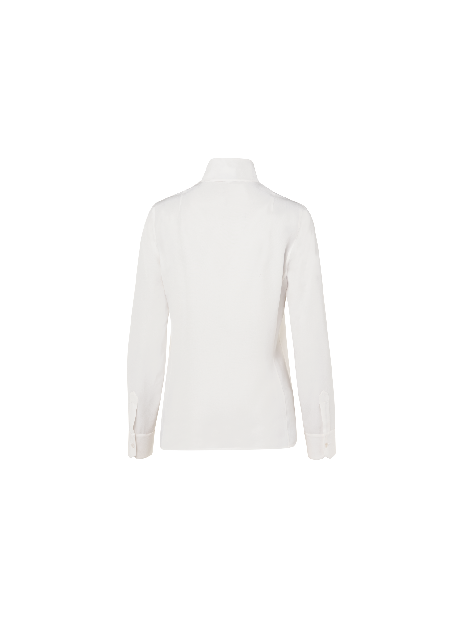 Designer Seidenbluse mit Stehkragen - Weiss