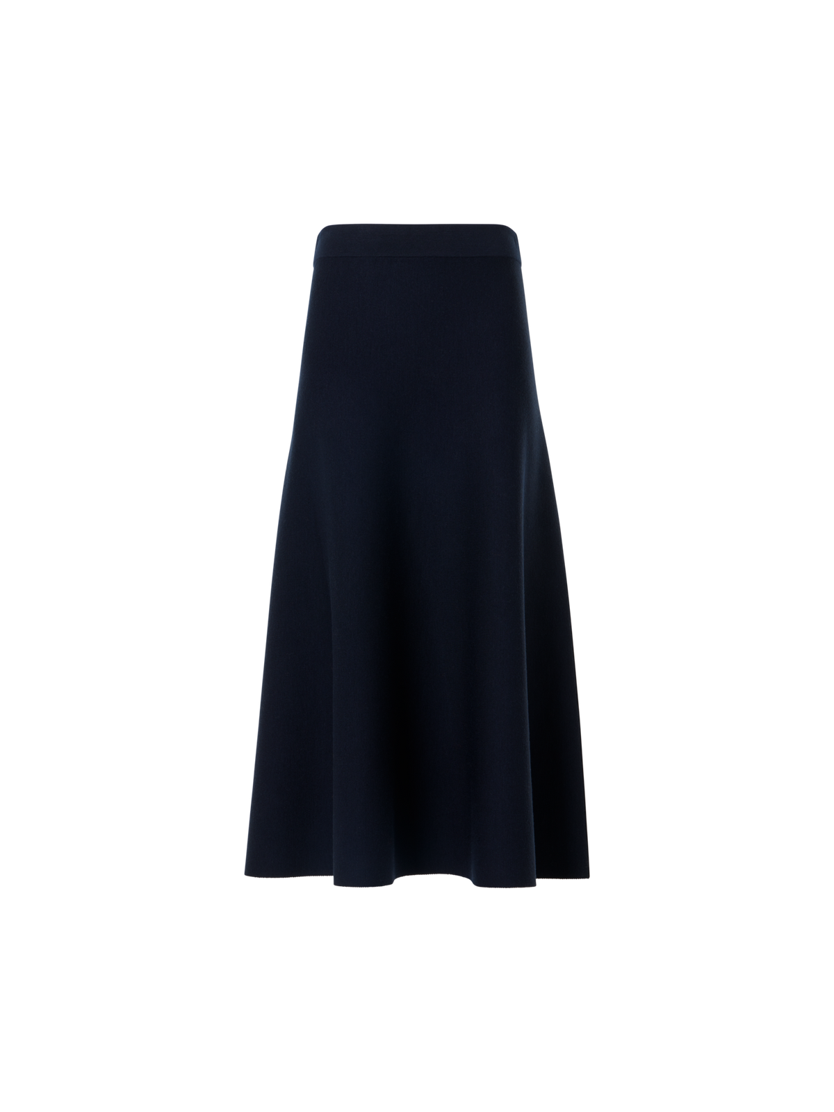 Designer Ausgestellter Midirock aus Milano-Strick - Dunkelblau