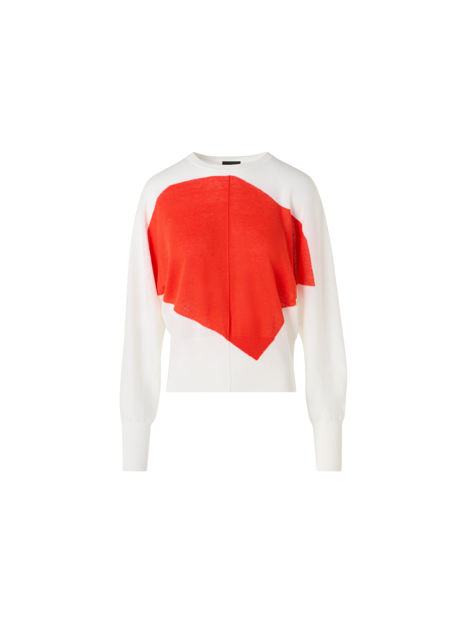 Designer Oversize-Pullover aus Leinen-Baumwolle mit Polygon-Intarsie - Bunt