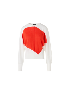 Designer Oversize-Pullover aus Leinen-Baumwolle mit Polygon-Intarsie - Bunt