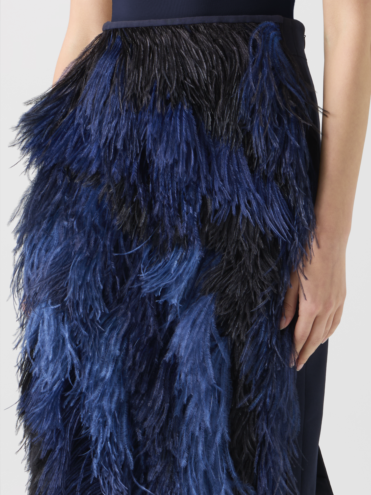 Designer Woll Doubleface Feathered Pencil Skirt - Schwarz 