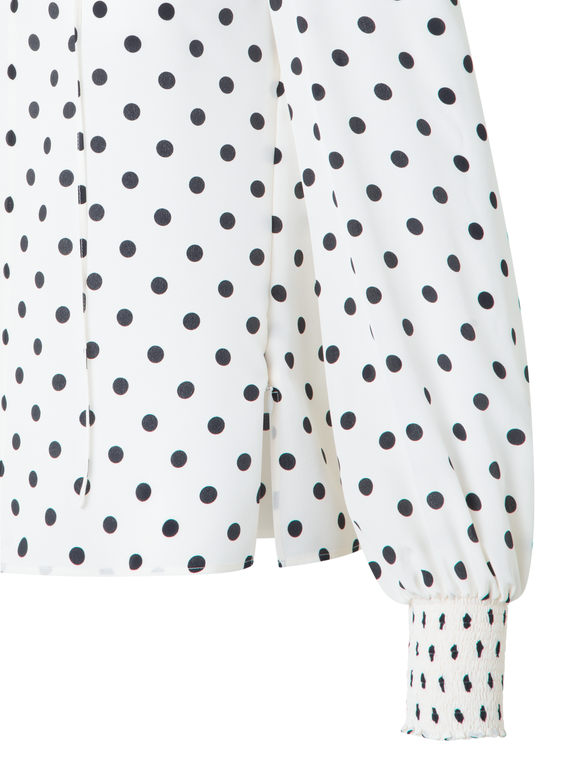 Designer Boho Seidenbluse mit Polka Dots - Bunt - Ecru - Weiss