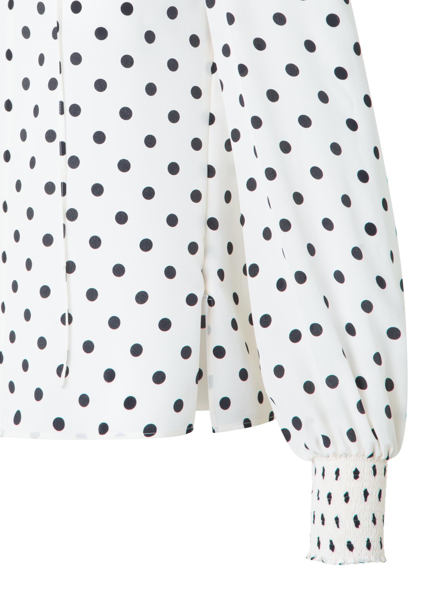 Designer Boho Seidenbluse mit Polka Dots - Bunt - Ecru - Weiss