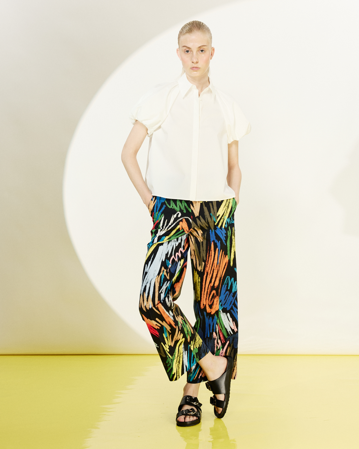 Designer Bluse aus Baumwoll-Popeline mit Ballonärmeln - Weiss #editorial