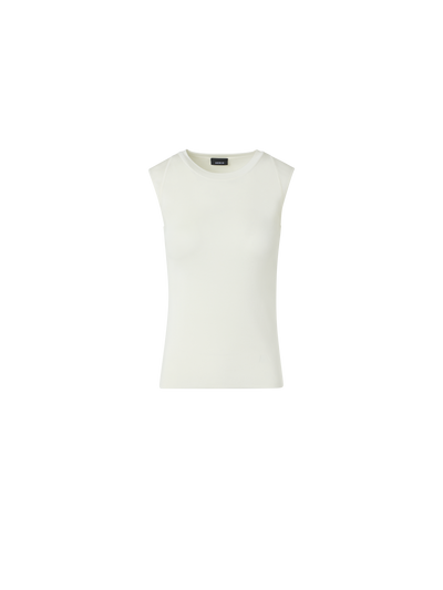 Designer Ärmelloses Strickoberteil aus Seidenstretch - Ecru