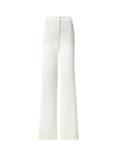 Designer Gerade Laser-Cut-Hose mit elastischem Bund - Ecru - Weiss