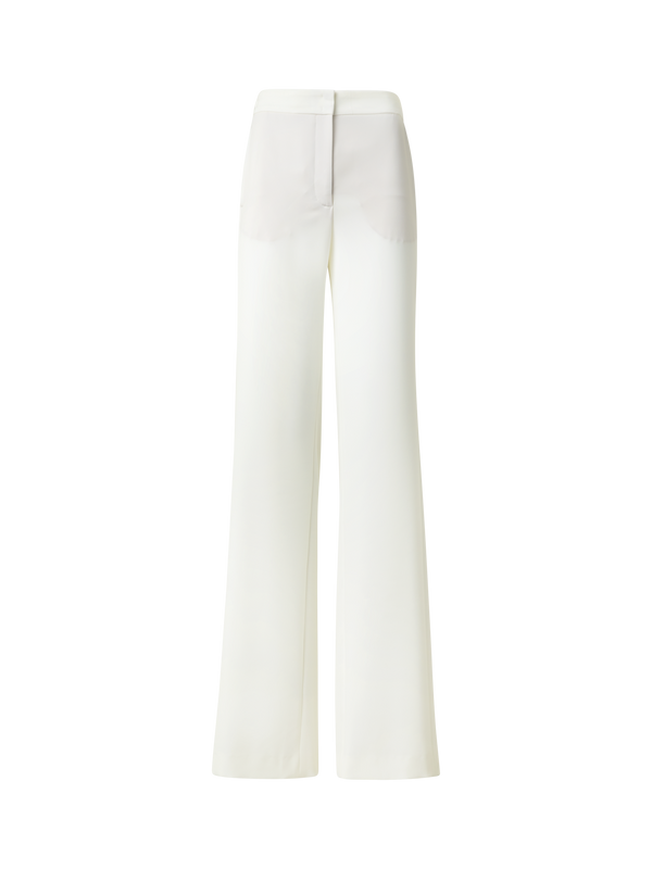 Designer Gerade Laser-Cut-Hose mit elastischem Bund - Ecru - Weiss