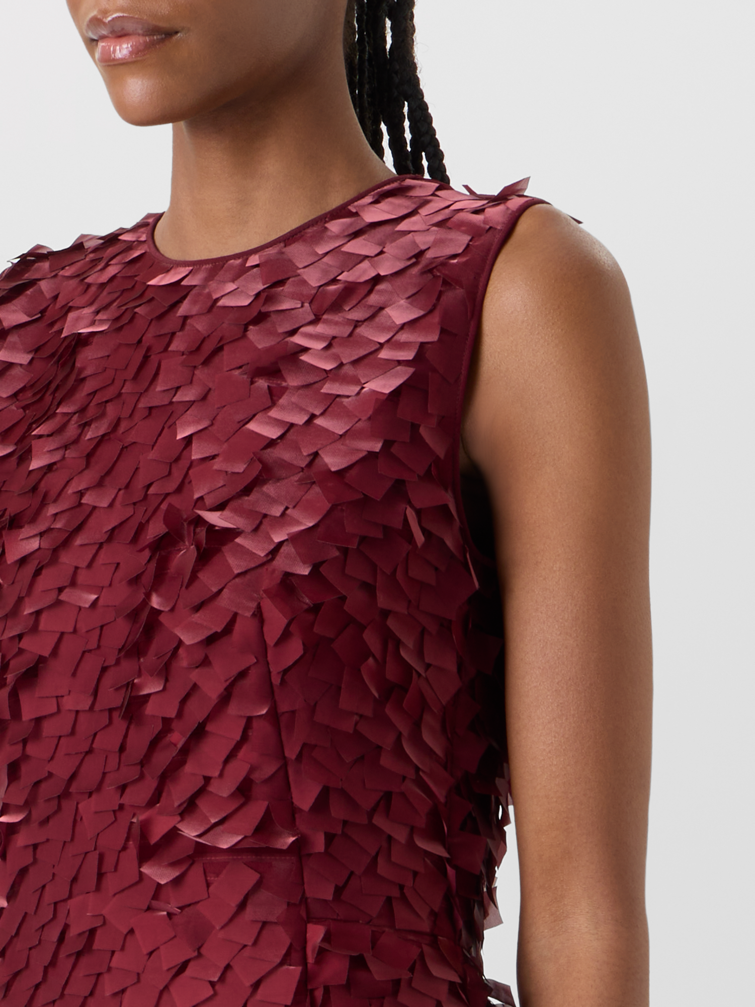 Designer Asymmetrisches Midikleid in Layered Organza Tiles - Rot 