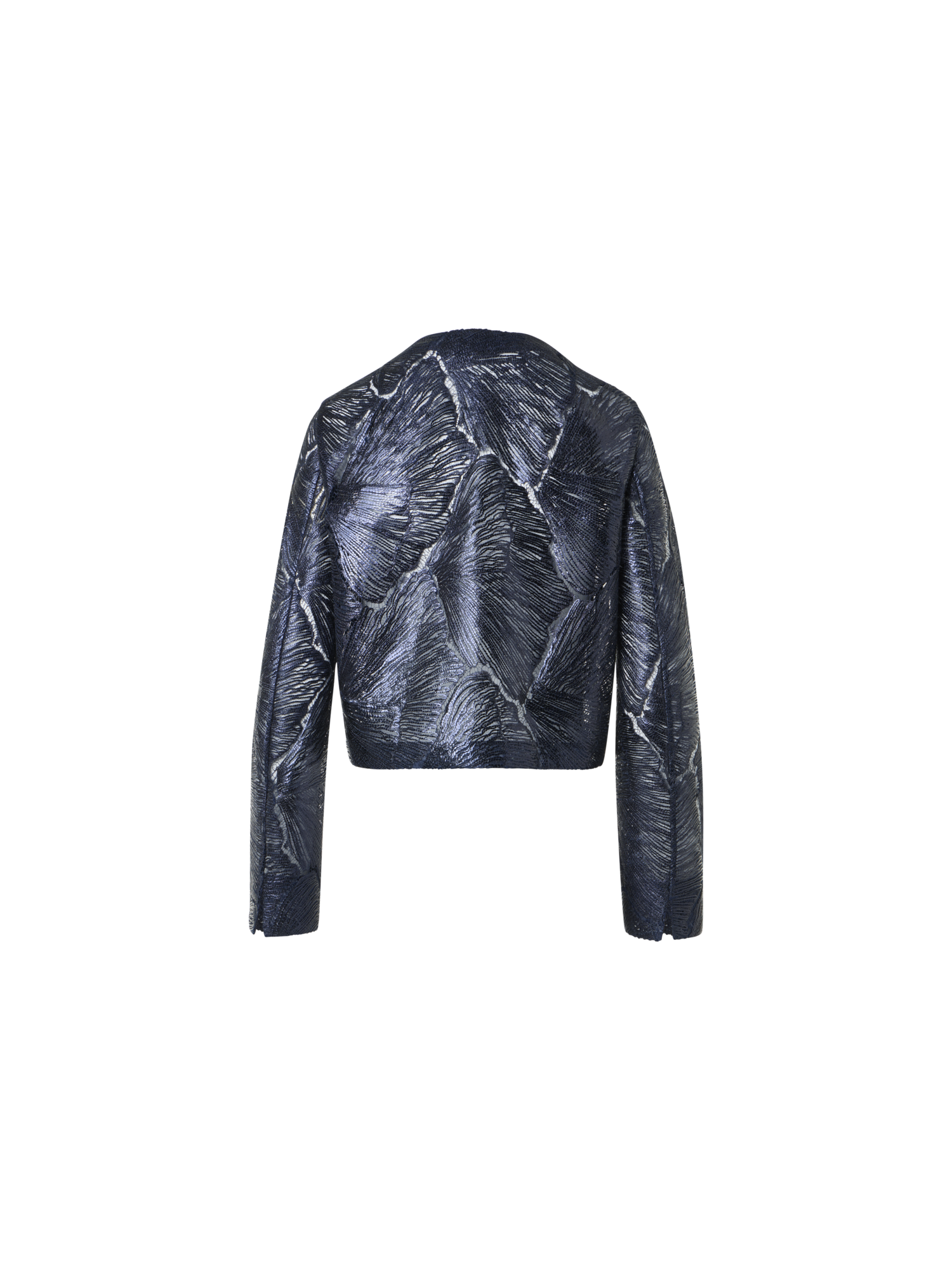 Designer Kurze Jacke aus lackierter Merresfächer-Spitze - Dunkelblau