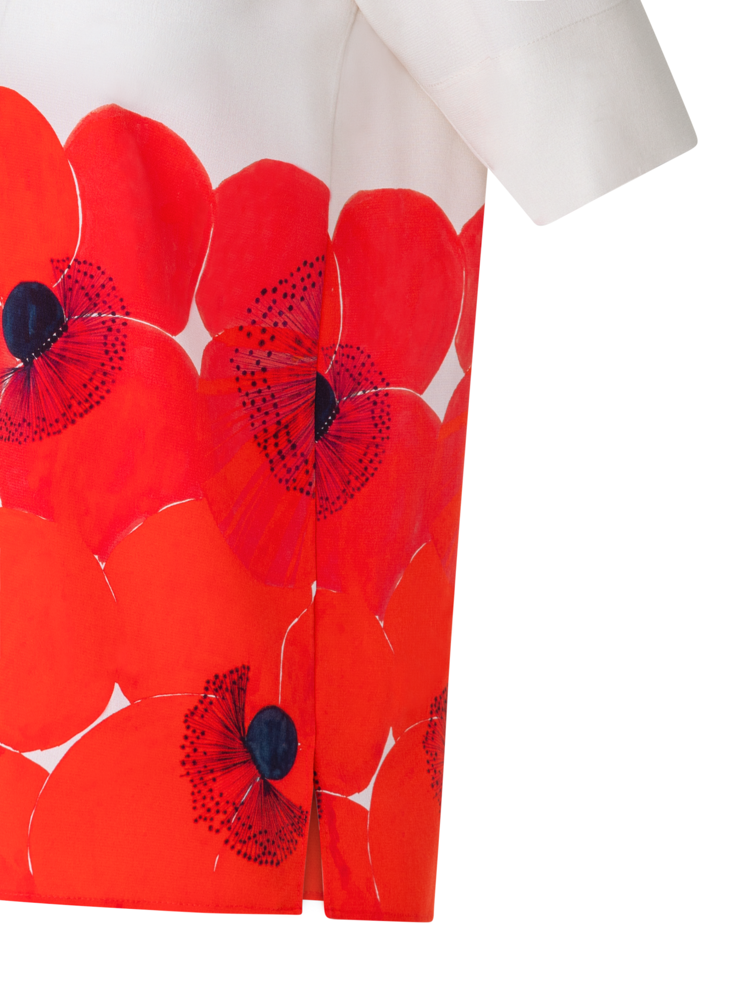 Designer T-Shirt-Bluse aus Seide mit Poppy Druck - Rot