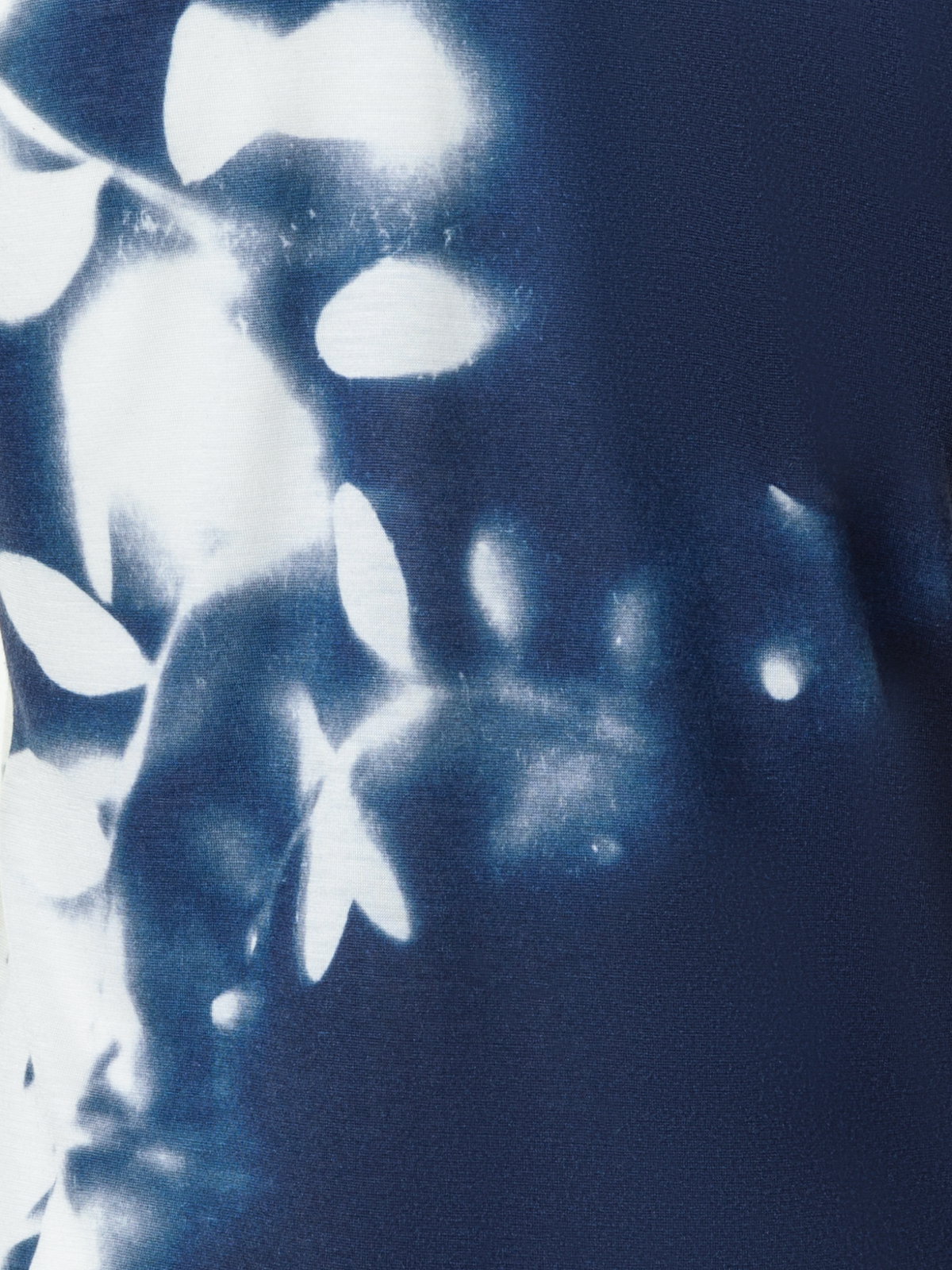 Designer Kaschmir-Seiden-Top mit Wildflower Print - Dunkelblau - Blau - Bunt