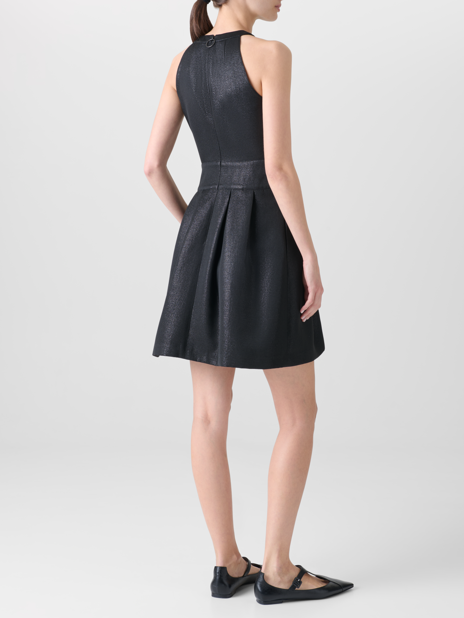 Designer Schimmerndes Fit and Flare Cocktailkleid - Schwarz 