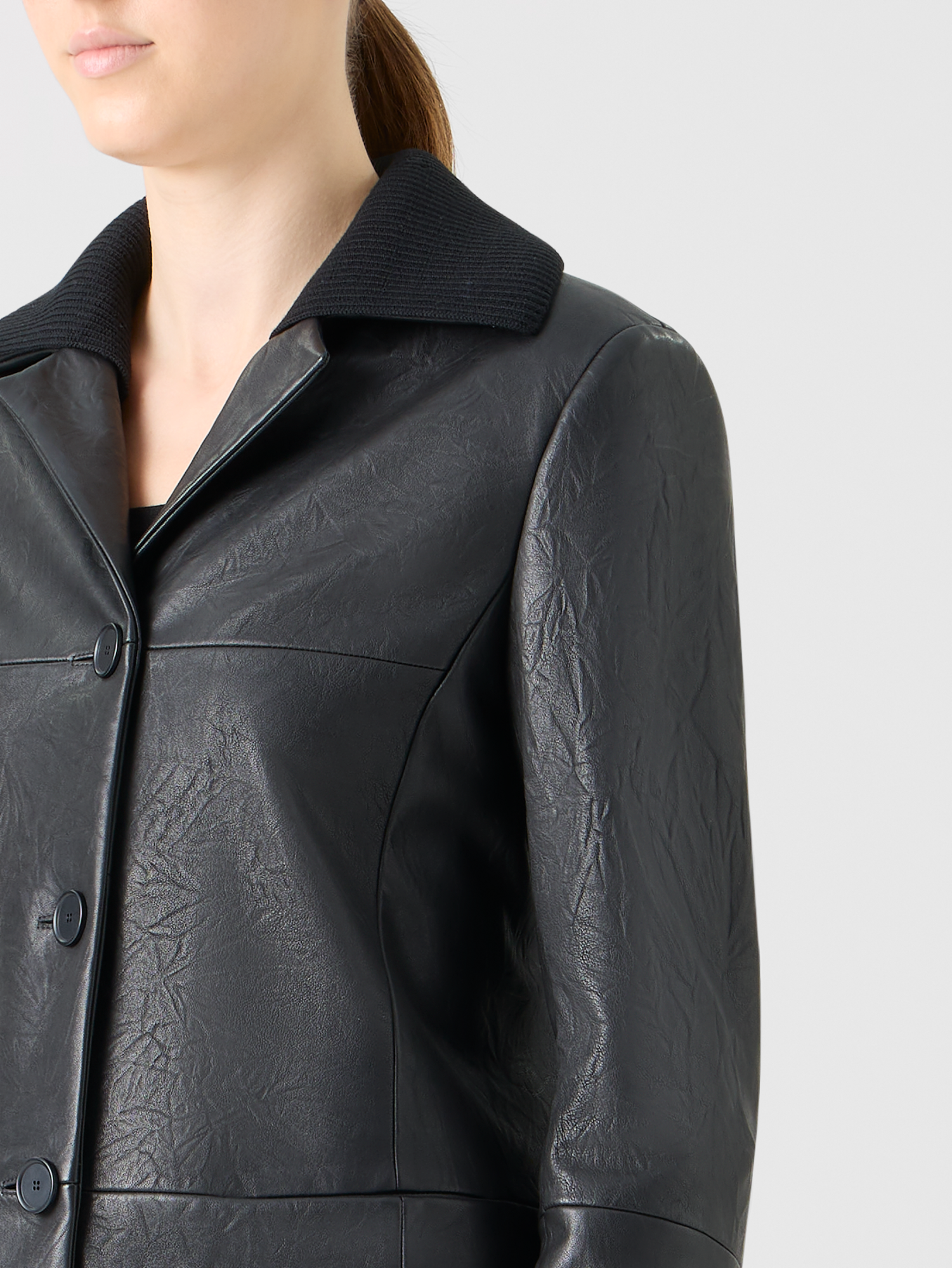 Designer Jacke aus gekräuseltem Lammnappa - Schwarz 