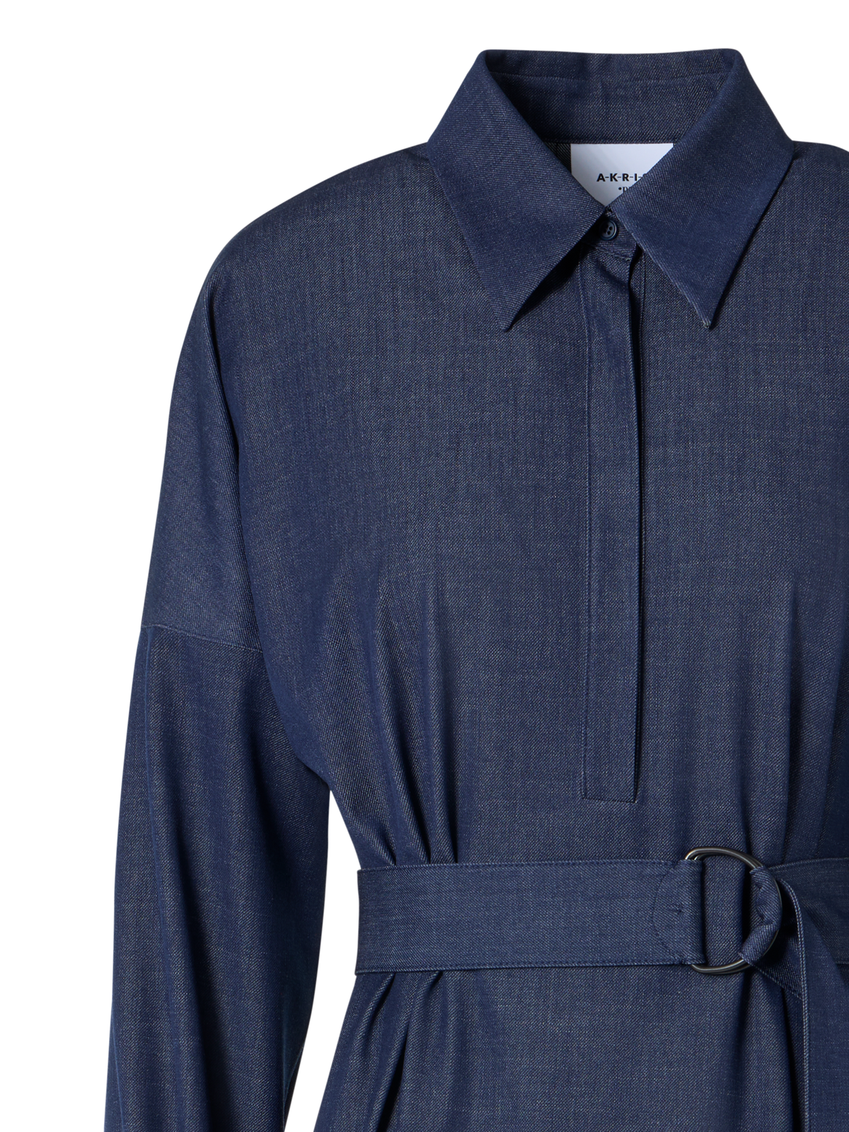 Designer Fliessendes Denim-Midikleid mit Kimonoärmeln - Dunkelblau