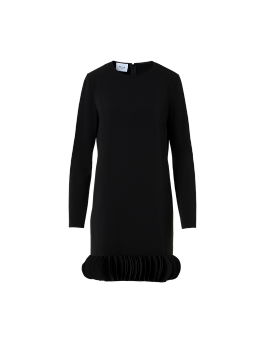 Designer Kleid aus Crêpe mit 3D-Punktsaum und Lasercut - Schwarz