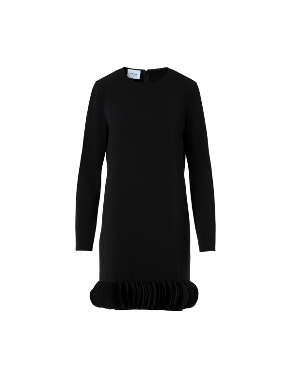 Designer Kleid aus Crêpe mit 3D-Punktsaum und Lasercut - Schwarz
