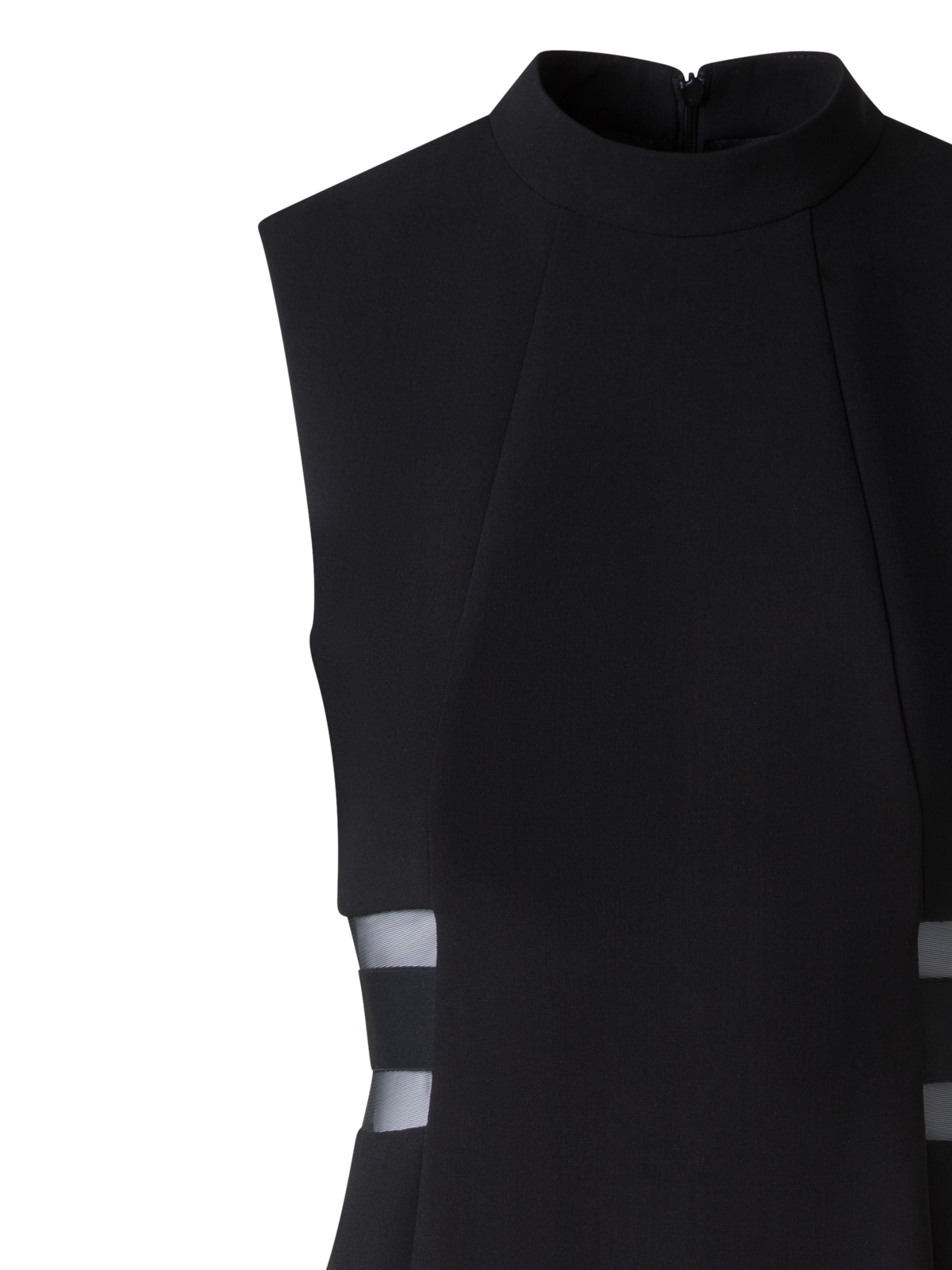 Designer Etuikleid mit Tüll-Tailleneinsatz - Schwarz