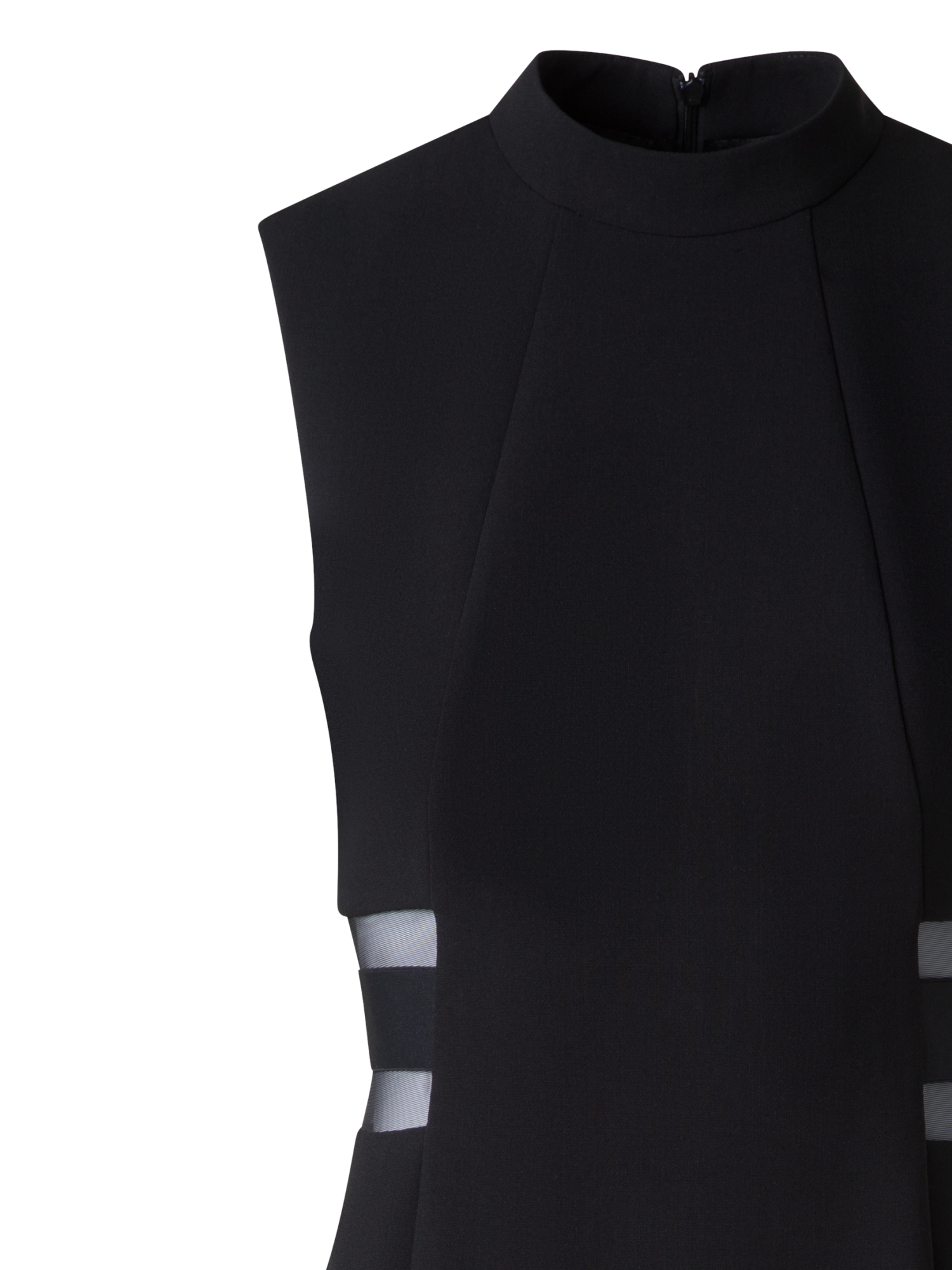 Designer Etuikleid mit Tüll-Tailleneinsatz - Schwarz