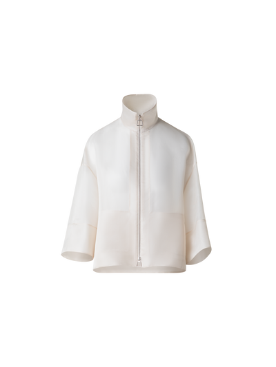 Designer Organza Jacke aus Panama Seide - Ecru - Weiss